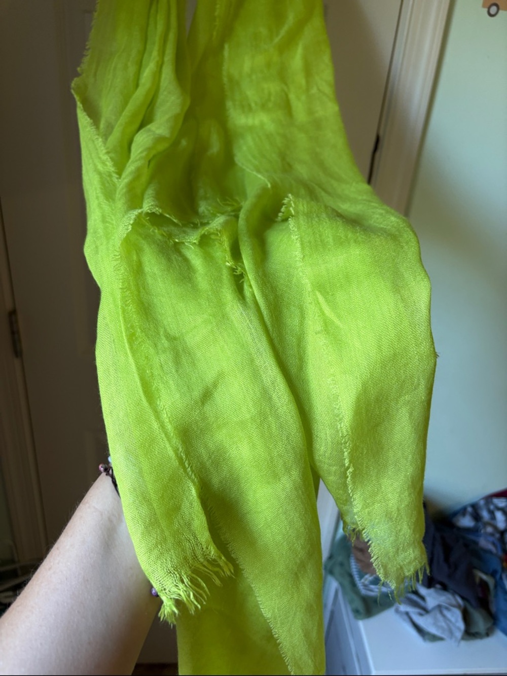 Lightweight Lime Green Decorative Scarf - Picture 3 of 3